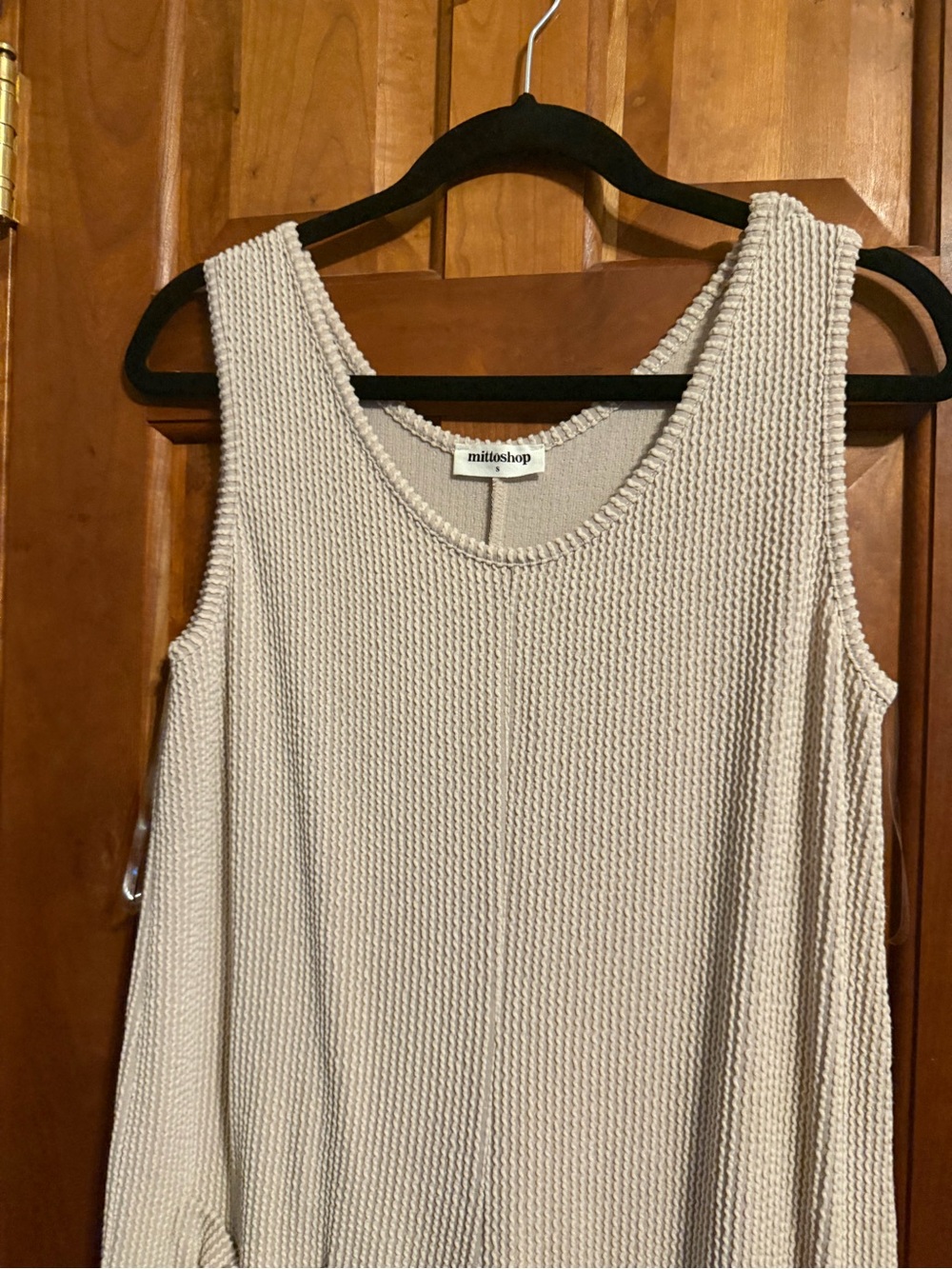 mittoshop Cream Knit Jumpsuit- Sleeveless Women's Comfortable, Stretchy.